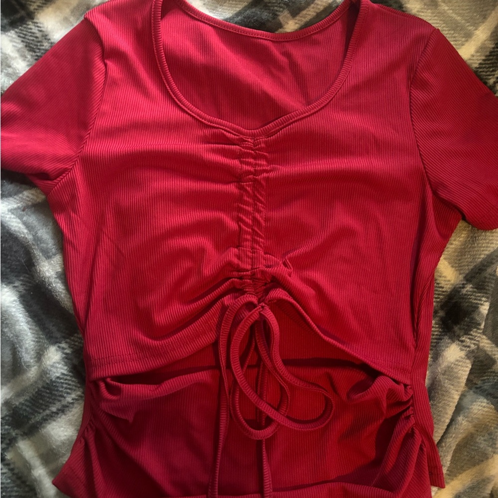 Red Ruched Women's Top